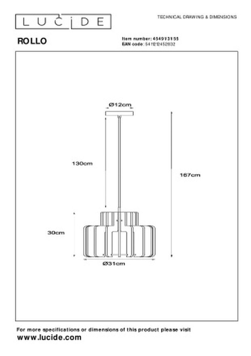 Lucide ROLLO - Závesné svietidlo - 1xE27 - Terakota